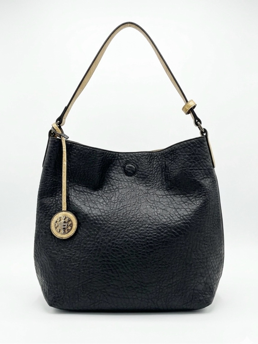 Sydney Love Reversible Metallic Gold Black Hobo Shoulder Leather Bag Tote